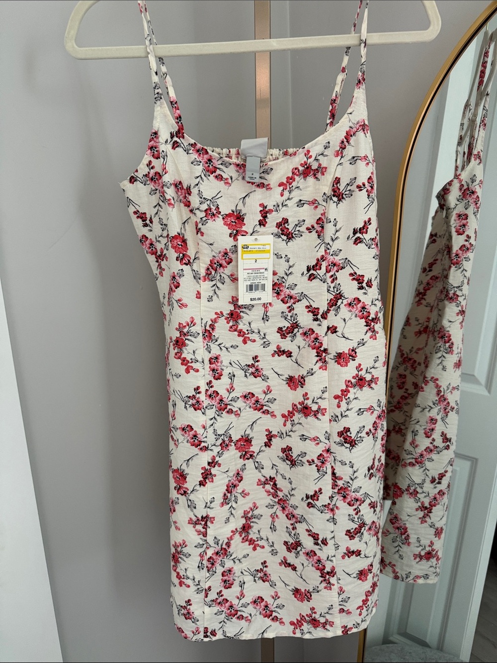 a new day Cream Mini Slip Dress with Pink Floral Print